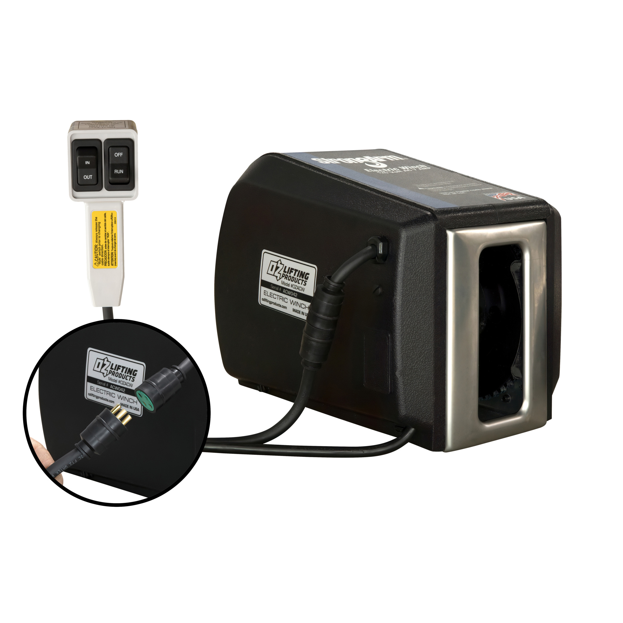 OZ Lifting Products 110V AC Electric Winch, 1200-Lb. Capacity, Model# OZACW